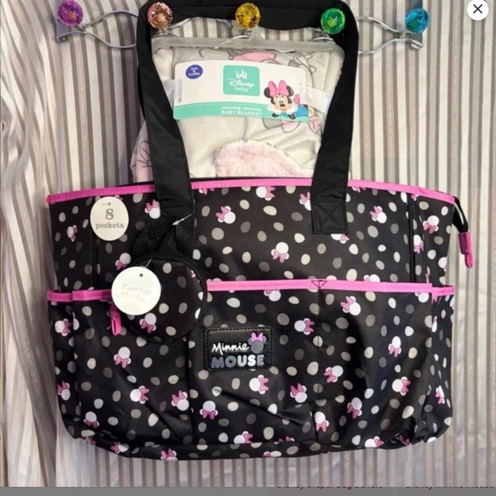 NWOT Minnie Mouse Diaper Bag + NWT Disney Baby Blanket ~ would make a nice gift!